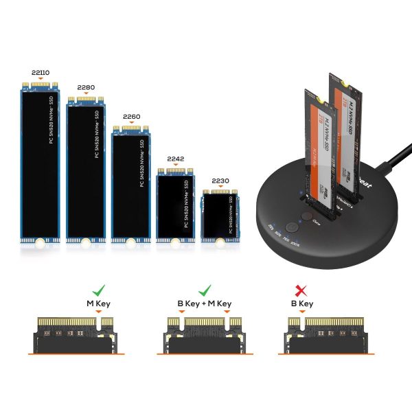 mbeat H3 USB 3.2 Gen2x2 20Gbps Dual M.2 NVMe SSD Dock with Clone Duplicator (Black) - Image 4