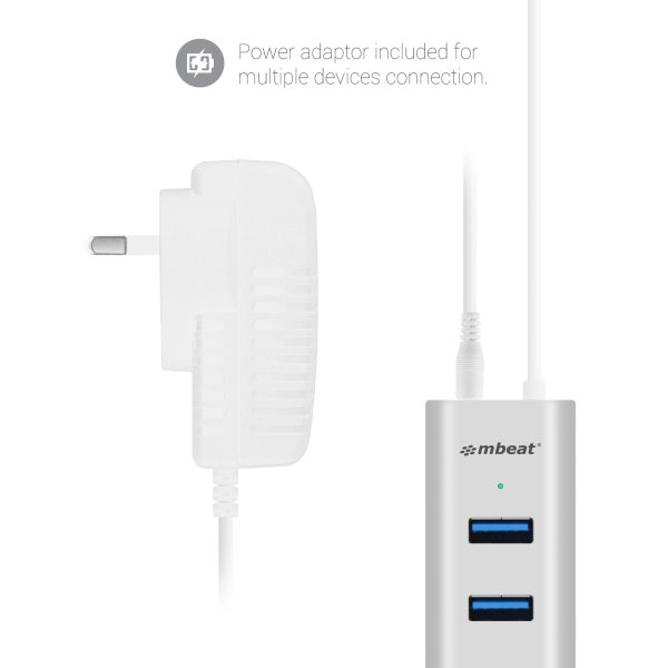 mbeat 7-Port USB 3.0 Aluminum Slim Hub With Power For PC and MAC - Image 3
