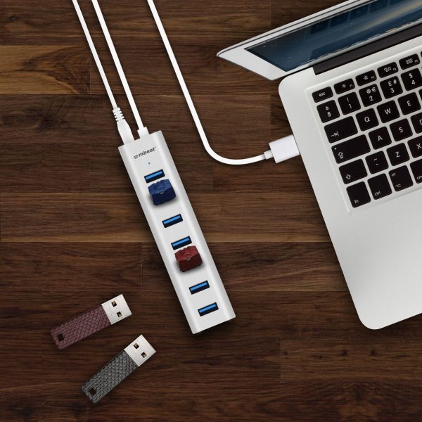 mbeat 7-Port USB 3.0 Aluminum Slim Hub With Power For PC and MAC - Image 5