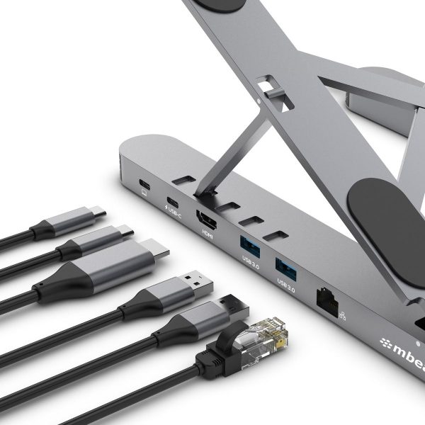 mbeat Stage P5 Portable Laptop Stand with USB-C Docking Station - Space Grey - Image 2
