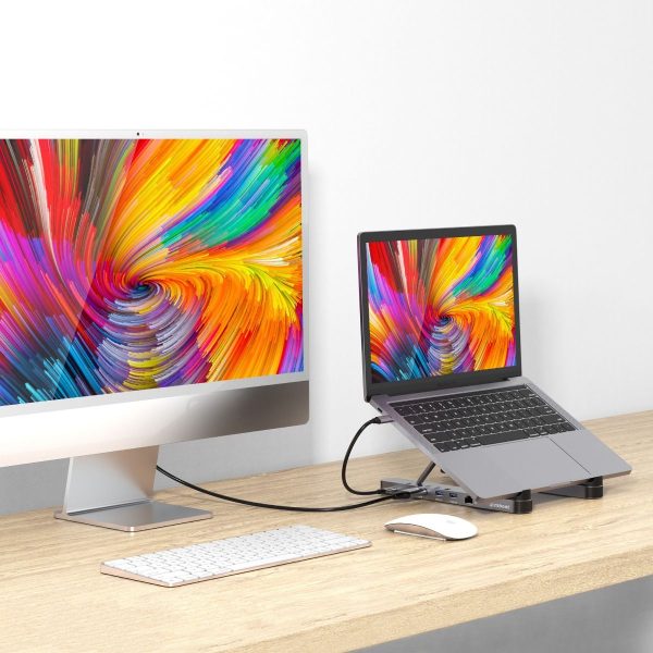 mbeat Stage P5 Portable Laptop Stand with USB-C Docking Station - Space Grey - Image 4