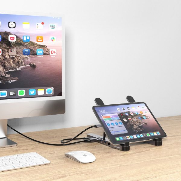 mbeat Stage P5 Portable Laptop Stand with USB-C Docking Station - Space Grey - Image 5