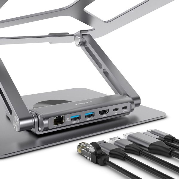 mbeat Stage S12 Rotating Laptop Stand with USB-C Docking Station - Space Grey - Image 2