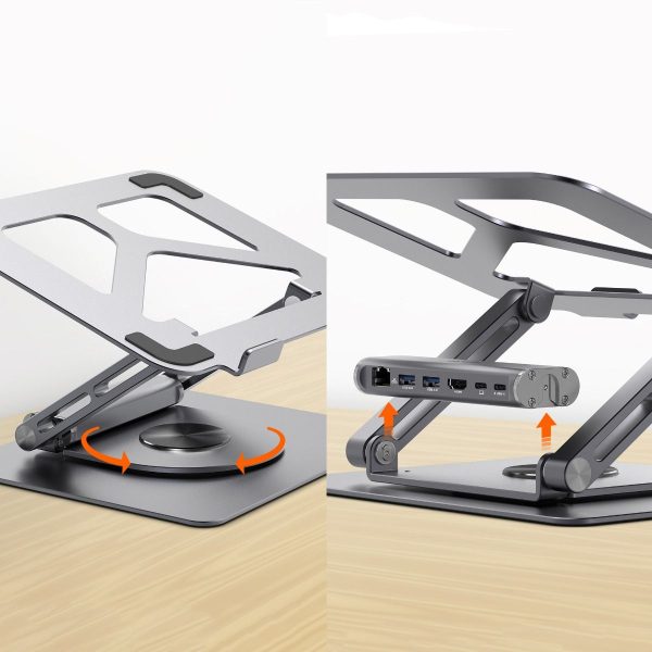 mbeat Stage S12 Rotating Laptop Stand with USB-C Docking Station - Space Grey - Image 3