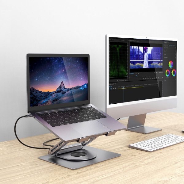 mbeat Stage S12 Rotating Laptop Stand with USB-C Docking Station - Space Grey - Image 4