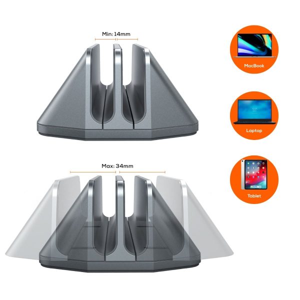 mbeat Stage S5 Adjustable Dual Bay Tablet, Laptop and MacBook Vertical Stand - Image 3