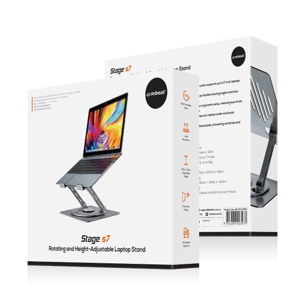 mbeat Stage S7 Rotating and Height-Adjustable Laptop Stand - Space Grey - Image 7