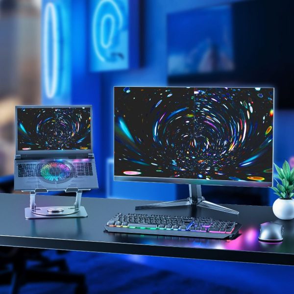 mbeat Stage S8 Rotating Laptop Stand with RGB Cooling Fan and USB Ports - Image 2