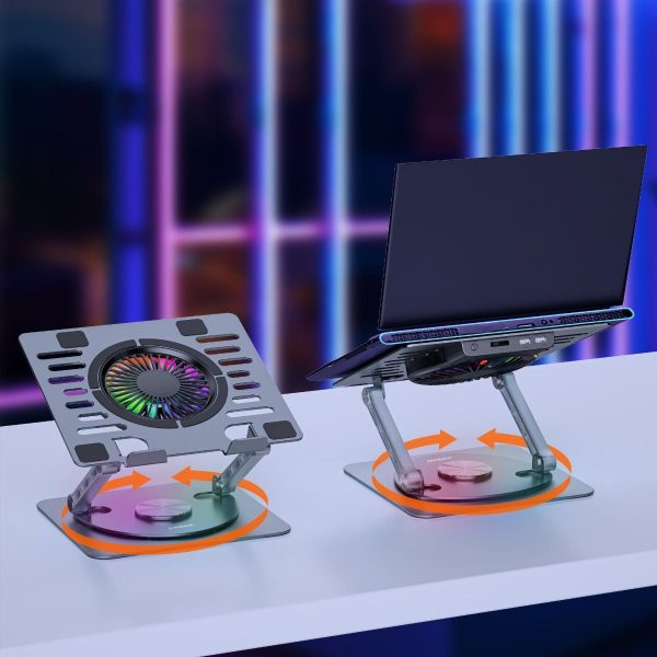 mbeat Stage S8 Rotating Laptop Stand with RGB Cooling Fan and USB Ports - Image 3