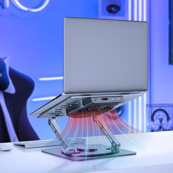mbeat Stage S8 Rotating Laptop Stand with RGB Cooling Fan and USB Ports - Image 4