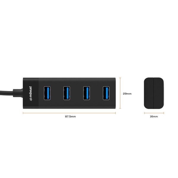 mbeat 4-Port USB 3.0 Hub - Black - Image 6