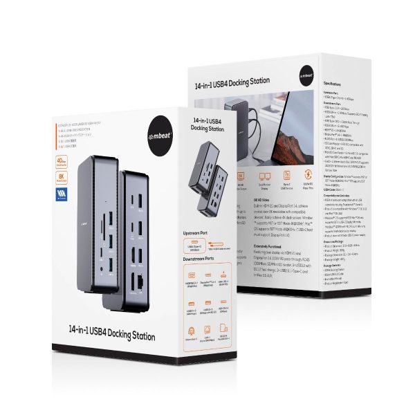mbeat 14-in-1 USB4 Docking Station with 8K Video, 40Gbps Data - Space Grey - Image 8
