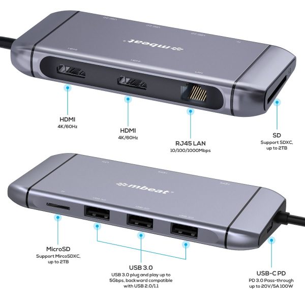 mbeat Elite X11 Dual HDMI USB-C Multifunction Docking Station - Image 8