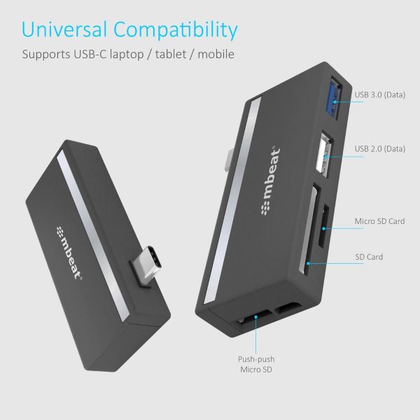 mbeat Essential 5-In-1 USB- C Hub ( USB hub 2.0, 3.0, SD/TF card reader ) - Image 2