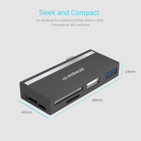 mbeat Essential 5-In-1 USB- C Hub ( USB hub 2.0, 3.0, SD/TF card reader ) - Image 5