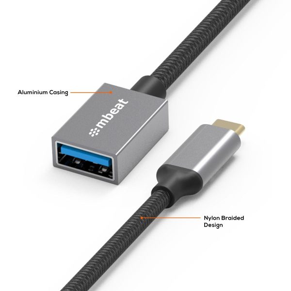 mbeat Tough Link USB-C to USB 3.0 Adapter with Cable - Space Grey - Image 6