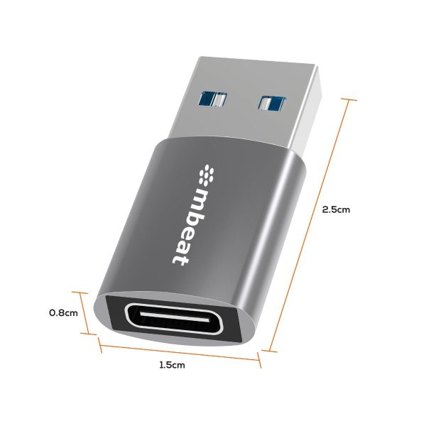 mbeat Elite USB 3.0 (Male) to USB-C (Female) Adapter - Space Grey - Image 7