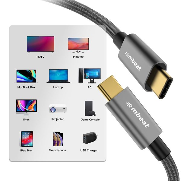 mbeat Tough Link 1.8m USB 3.2 Gen2 USB-C Cable - Space Grey - Image 5