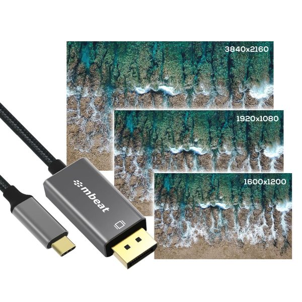 mbeat Tough Link 1.8m 4K USB-C to Display Port Cable - Space Grey - Image 5