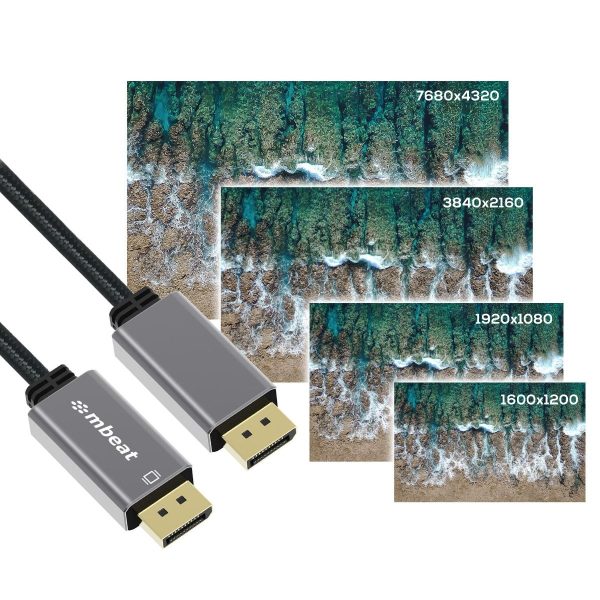 mbeat Tough Link 1.8m Display Port Cable v1.4 - Space Grey - Image 5