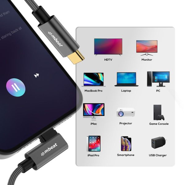 mbeat Tough Link 1.8m L-Shape USB 3.2 Gen2 USB-C Cable - Space Grey - Image 5