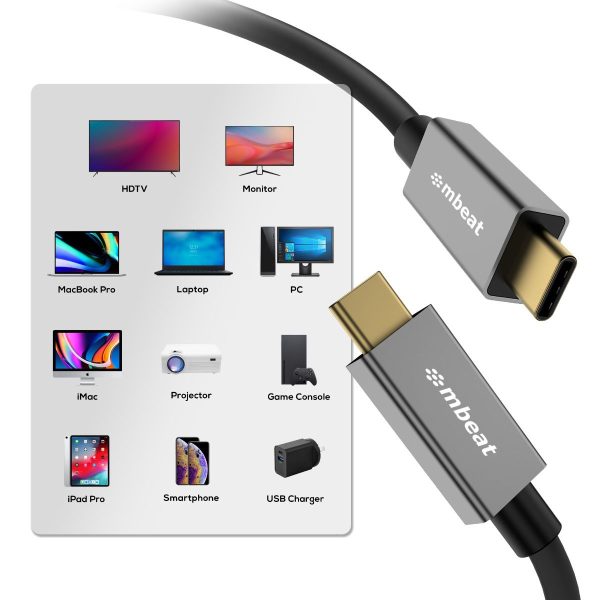 mbeat Tough Link 1m USB 4.0 USB-C Cable - Space Grey - Image 5