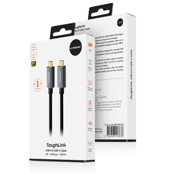 mbeat Tough Link 1m USB 4.0 USB-C Cable - Space Grey - Image 6