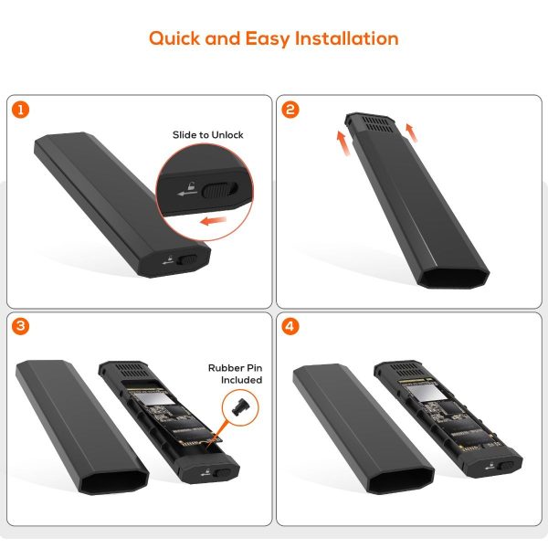 mbeat Elite USB-C to M.2 SSD Enclosure (M-Key, B+M Key) - Matte Black - Image 6