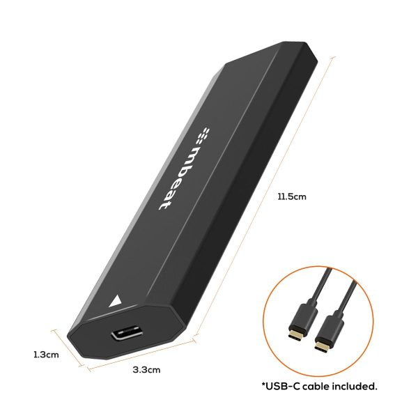 mbeat Elite USB-C to M.2 SSD Enclosure (M-Key, B+M Key) - Matte Black - Image 7