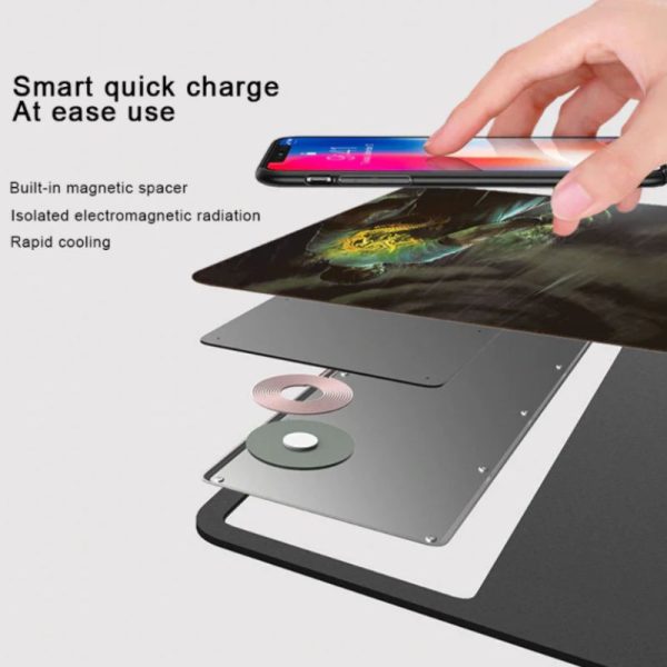 Wireless Charging Qi Mousepad 800x300x4mm Non-slip Rubber Base - Image 2