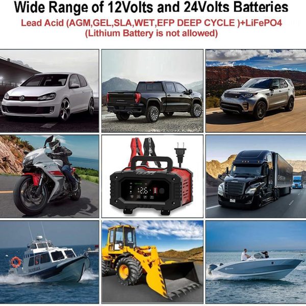 12V 20A/24V 10A Smart Car Battery Charger for Lead Acid LiFePo4 AGM Moto Battery - Image 7