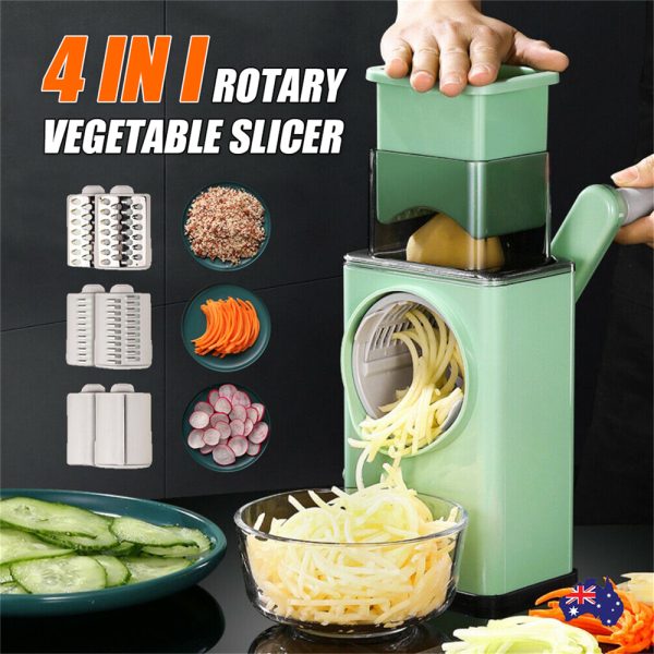 Kitchen Vegetable Food Manual Rotary Drum Grater Chopper Slicer Fruit Cutter - Image 2