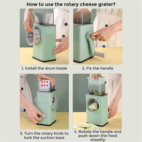 Kitchen Vegetable Food Manual Rotary Drum Grater Chopper Slicer Fruit Cutter - Image 4