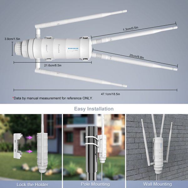 WAVLINK AC1200 Outdoor WiFi Dual Band Long Range Aerial HD4 Extender WiFi Router - Image 8