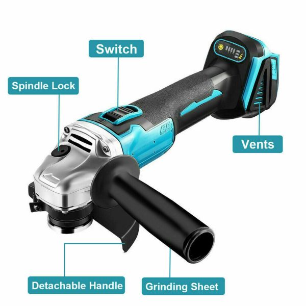 Brushless Cordless Angle Grinder With 2x Li-ion Battery Charger 125mm Combo Kit - Image 4