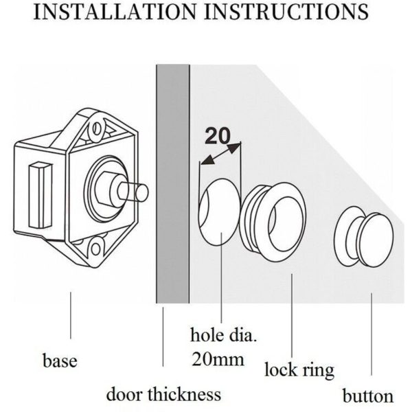 10PCS Push Button Drawer Cupboard Door Catch Lock Caravan Van Cabinet Latch Knob - Image 4