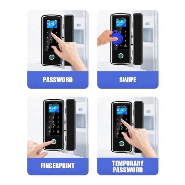 Smart Door Lock For Glass Door Fingerprint Lock Password APP Card for Frameless - Image 4