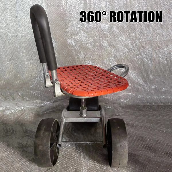 Folding Gardening Stool Seat W/ 3 Wheels Height Adjustable Portable Kneeling Pad - Image 2