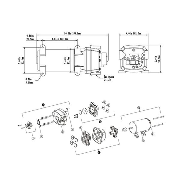 12V Marine Grade RV Water High Pressure Pump Caravan Boat w/ Flow Filter SEAFLO - Image 3
