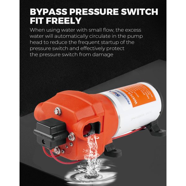 12V Marine Grade RV Water High Pressure Pump Caravan Boat w/ Flow Filter SEAFLO - Image 5