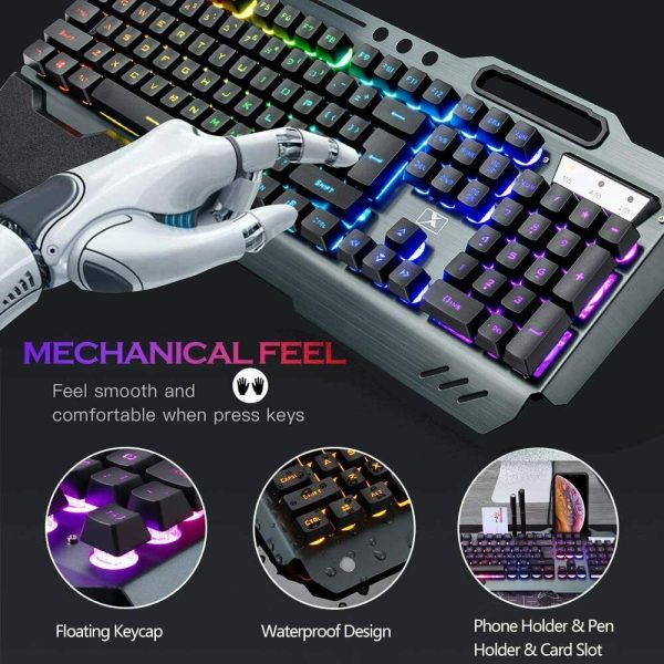 104 Keys Wireless Gaming Keyboard Mouse Set+Mouse Pad, RGB LED Backlit PC/Laptop Black-RGB - Image 2