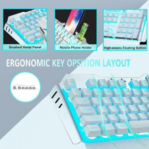 104 Keys Wireless Gaming Keyboard Mouse Set+Mouse Pad, RGB LED Backlit PC/Laptop White-RGB - Image 9