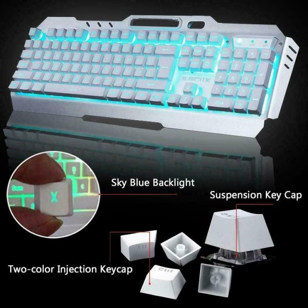 104 Keys Wireless Gaming Keyboard Mouse Set+Mouse Pad, RGB LED Backlit PC/Laptop White-RGB - Image 10