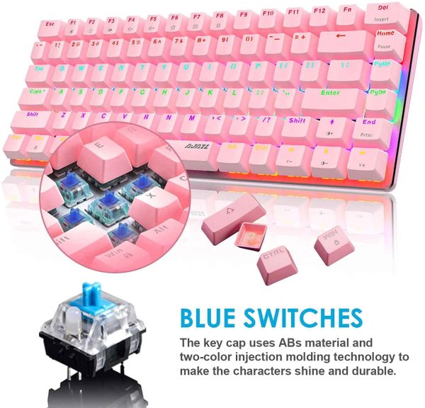 AK33 82 keys Compact Gaming Mechanical Keyboard with Anti-ghosting Keys for Game - Image 4