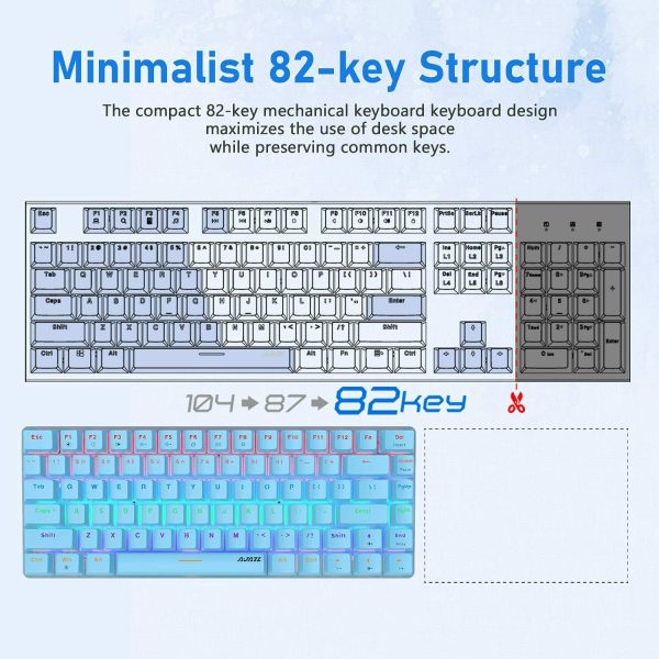 AK33 82 keys Compact Gaming Mechanical Keyboard with Anti-ghosting Keys for Game - Image 6