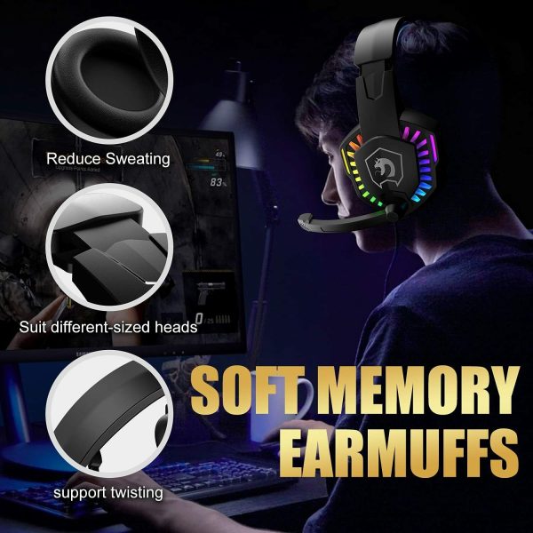 Gaming Keyboard & Mouse & Headset & Mousepad Set RGB Backlit Wired for PC Laptop - Image 5