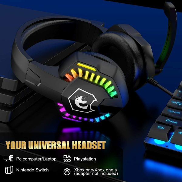 Gaming Keyboard & Mouse & Headset & Mousepad Set RGB Backlit Wired for PC Laptop - Image 7