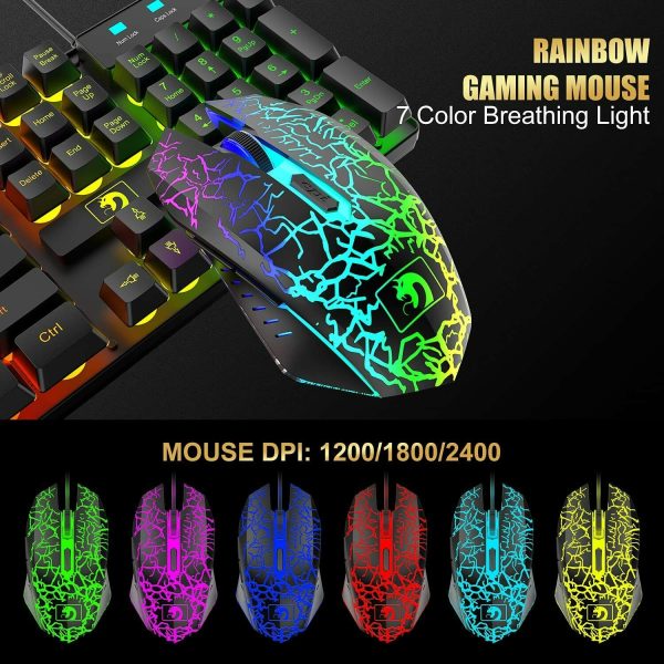 Gaming Keyboard & Mouse & Headset & Mousepad Set RGB Backlit Wired for PC Laptop - Image 8