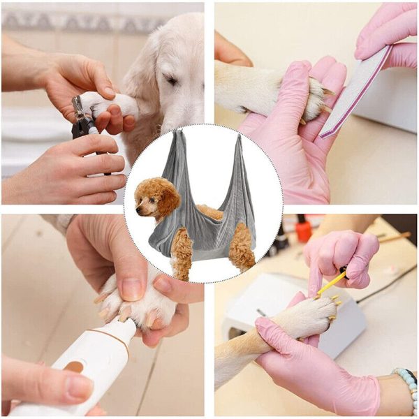 Gray Pet Dog Cat Grooming Bag Hammock Helper Restraint Bags for Bathing Trimming Nail L - Image 2