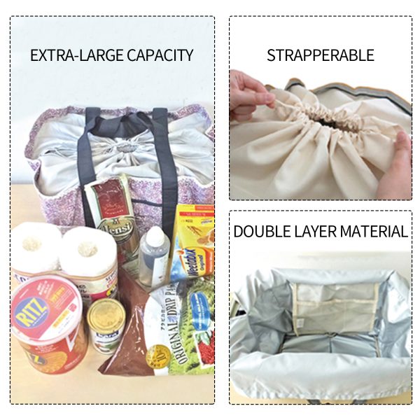 Large Supermarket Shopping Bag Eco Grocery Shoulder Bag Tote Foldable Reusable - Image 3